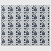 Dunkelblaue Rosen mit silbernen Blättern  Geschenkpapier (Flach)