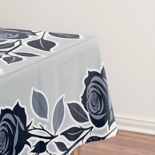 Dunkelblaue Rosen mit silbernen Blättern Tischdecke (Beispiel)