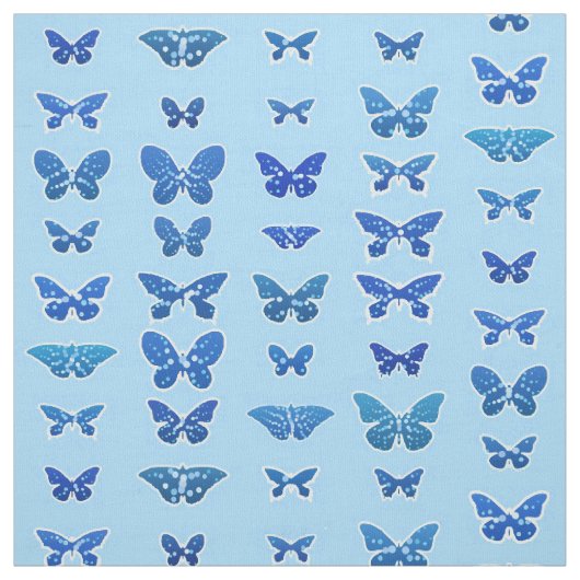 Dunkelblaue Schmetterlinge, himmelblauer Hintergru Stoff (Muster)