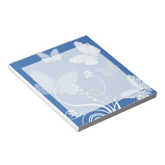 Dunkelblaue Schmetterlinge Notepad Notizblock (angewinkelt)