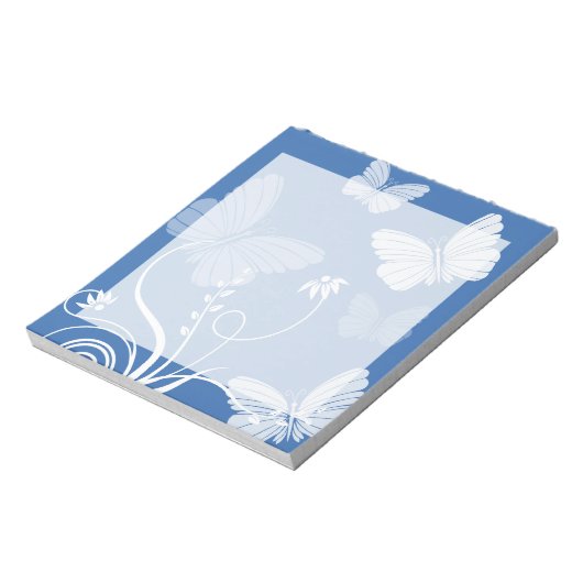 Dunkelblaue Schmetterlinge Notepad Notizblock (Rotiert)