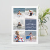 Dunkelblaue Schneeflocke doppelseitige Multi-Foto- Feiertagskarte (Stehend Vorderseite)