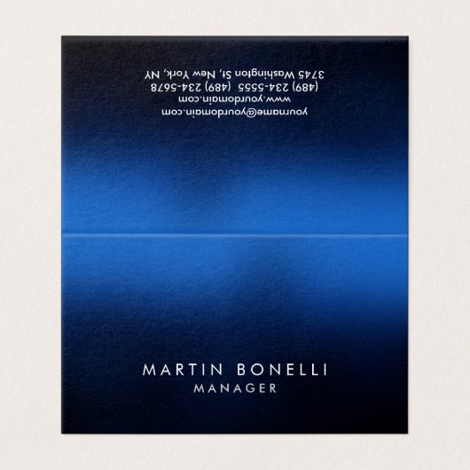 Dunkelblaue schwarze schwarze Visitenkarte an der  Visitenkarten (Außenseite Aufgefaltet)