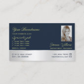 Dunkelblaue Silber Dekoration Niedliche Rose Blume Visitenkarte (Rückseite)