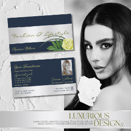 Dunkelblaue Silber Dekoration Niedliche Rose Blume Visitenkarte