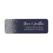 Dunkelblaue Silber-Glitter-Hochzeitsadresse (Vorne)