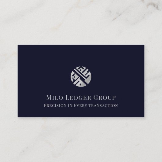 Dunkelblaue Silber-Logo Visitenkarte (Vorderseite)