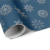 Dunkelblaue Silberschneeflocken - Schleifpapier Geschenkpapier (Rolleneckpunkt)