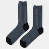 Dunkelblaue Streifen mit Ihren Initialen in Grau Socken (Linkes Detail)