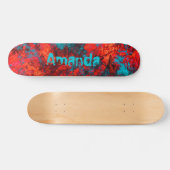 Dunkelblaue Textur aus Wildledermarmor rot Skateboard (Horizontal)