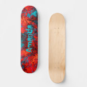 Dunkelblaue Textur aus Wildledermarmor rot Skateboard (Vorderseite)
