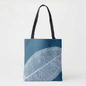 Dunkelblaue Tote-Tasche aus weißem Leaf-Grid-Illus Tasche (Vorderseite)