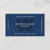 Dunkelblaue Typografie Monogramm einseitig Visitenkarte (Vorderseite)