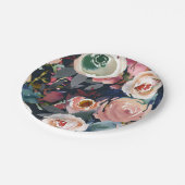 Dunkelblaue und blütenfarbene Pink-Wasserfarben-Bl Pappteller (Schrägansicht)