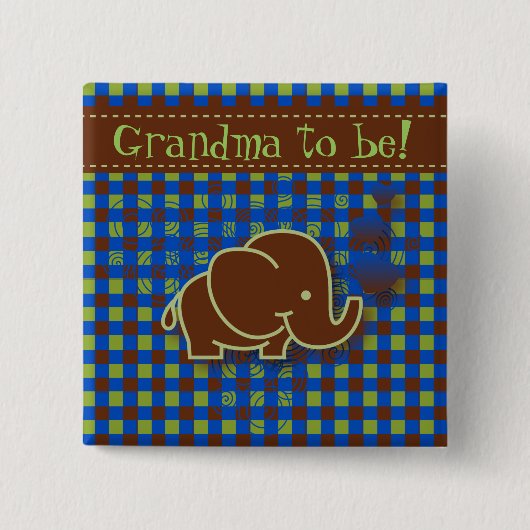 Dunkelblaue und des Brown-Baby-Elefant-| Button (Vorderseite)