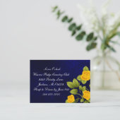 Dunkelblaue und gelbe Rosenhochzeit Begleitkarte (Stehend Vorderseite)