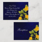Dunkelblaue und gelbe Rosenhochzeit Begleitkarte (Vorne/Hinten)