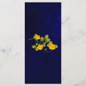 Dunkelblaue und gelbe Rosenhochzeit Menükarte (Rückseite)