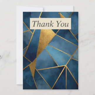 Dunkelblaue und goldene geometrische Dankeskarte Einladung