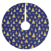Dunkelblaue und goldene Weihnachtsbaummuster Polyester Weihnachtsbaumdecke (Vorderseite)
