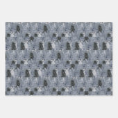 Dunkelblaue und graue Weihnachtsbaumen Geschenkpapier Set (Vorderseite)