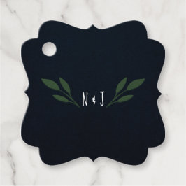 Dunkelblaue und grüne Blätter Grüne Rustikale Hoch Geschenkanhänger