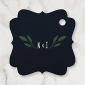 Dunkelblaue und grüne Blätter Grüne Rustikale Hoch Geschenkanhänger (Rückseite)