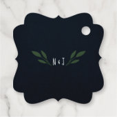 Dunkelblaue und grüne Blätter Grüne Rustikale Hoch Geschenkanhänger (Rückseite)