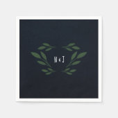 Dunkelblaue und grüne Blätter Grüne Rustikale Hoch Serviette (Vorderseite)