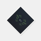 Dunkelblaue und grüne Blätter Grüne Rustikale Hoch Serviette (Ecke)