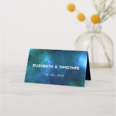 Dunkelblaue und grüne Galaxie-Hochzeit Platzkarte (Rückseite)