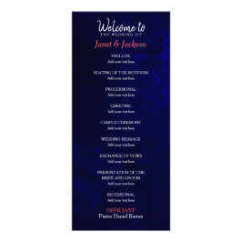 Dunkelblaue und korallenblaue Rose - Hochzeitsprog Werbekarte