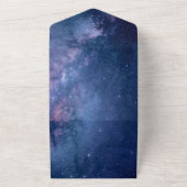 Dunkelblaue und Lila Galaxie-Hochzeit All In One Einladung (Außenbereich)