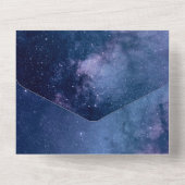 Dunkelblaue und Lila Galaxie-Hochzeit All In One Einladung (Rückseite)