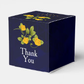Dunkelblaue und marigold Yellow Rose Blume Wedding Geschenkschachtel (Rückseite)