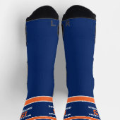 Dunkelblaue und orange Crew Socken (Oben)