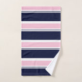 Dunkelblaue und rosa Streifen Badhandtuch Set (Handtuch)