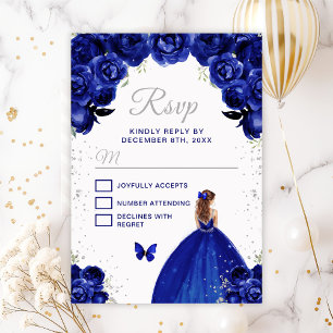 Dunkelblaue und silberbraune Haarprinzessin RSVP Karte