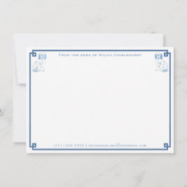 Dunkelblaue und weiße China Staffordshire Hunde Mitteilungskarte