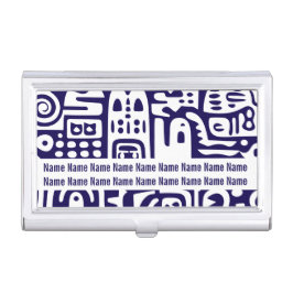 dunkelblaue und weiße Doodles Visitenkarten Dose
