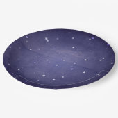 Dunkelblaue und weiße magische Sterne Halloween-Pa Pappteller (Schrägansicht)