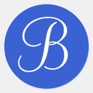 Dunkelblaue und weiße Mit Monogramm Umschlag Aufkl Runder Aufkleber