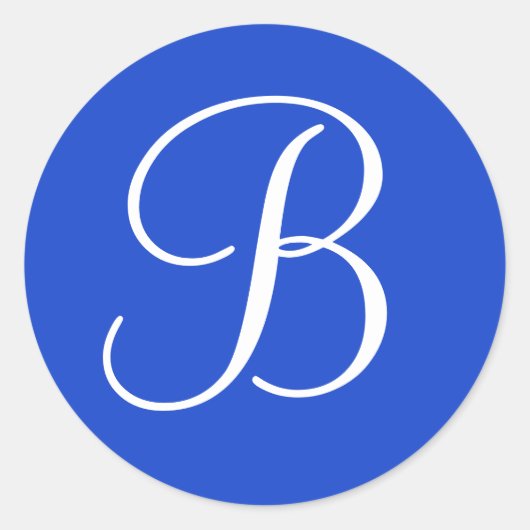 Dunkelblaue und weiße Mit Monogramm Umschlag Aufkl Runder Aufkleber (Vorderseite)