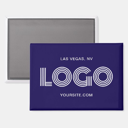 Dunkelblaue und weiße, moderne rechteckige Logos Magnet (Vorderseite/Rückseite)