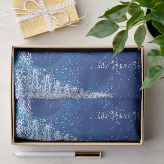 Dunkelblaue und weiße Weihnachtsschmuck & Bäume Seidenpapier (Geschenk)