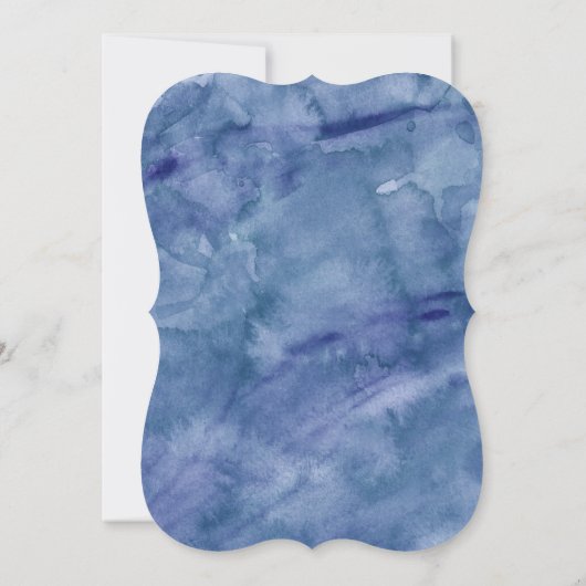 Dunkelblaue Wasserfarbe Hochzeit Sichern Sie das D Einladung (Rückseite)