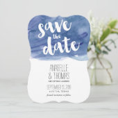 Dunkelblaue Wasserfarbe Hochzeit Sichern Sie das D Einladung (Stehend Vorderseite)