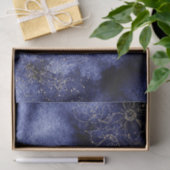 Dunkelblaue Wasserfarbe mit goldumrissenen Blume Seidenpapier (Geschenk)