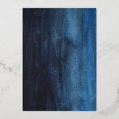 Dunkelblaue Wasserfarbe mit Silber | Bar Mitzvah Folieneinladung (Rückseite)