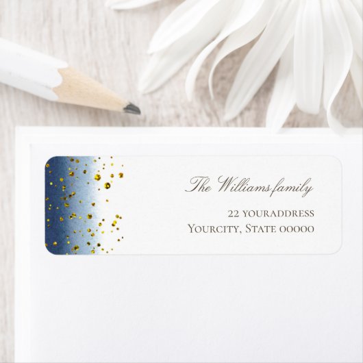 dunkelblaue Wasserfarbe simulierte goldene Glitter (Insitu)